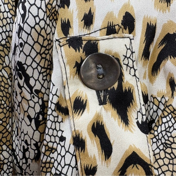 CAROLINE ROSE Vintage 100% Silk Long Tunic Blouse Top Shirt Leopard Snakeskin L - Picture 8 of 17